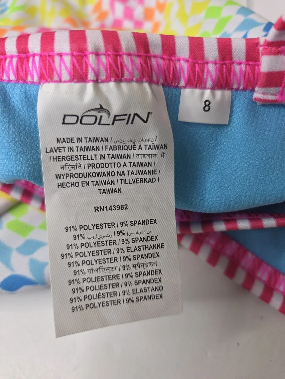Dolphin Uglies Girls Rainbow Check One Piece Swimsuit Size 8 NWT